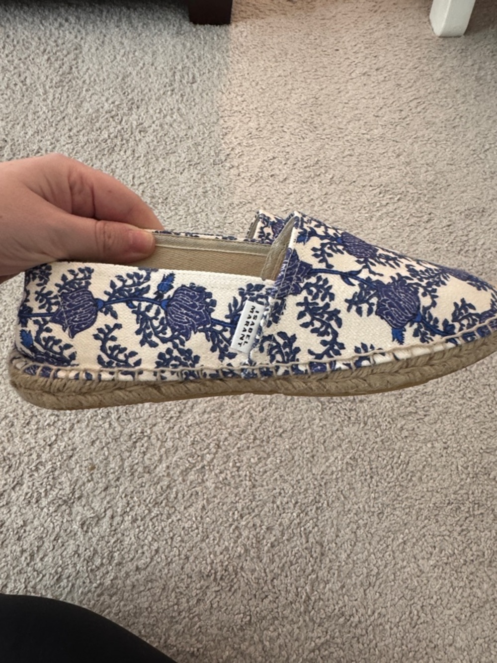 Isabel Marant White Canvas Espadrilles with Blue Floral - Picture 2 of 3
